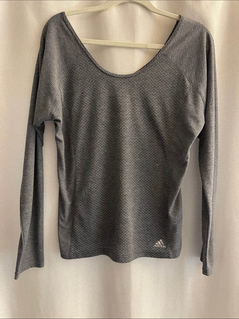 adidas Women's Long Sleeve Scoop Neck Top in Gray Heather